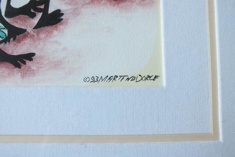 An original watercolor signed and dated by Haitian artist, Martino Dorce 1993