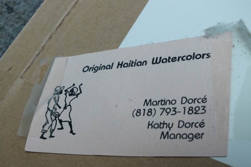 An original watercolor signed and dated by Haitian artist, Martino Dorce 1993