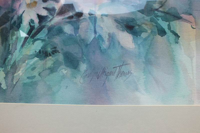 A lovely, cabbage rose and floral stillife original watercolor signed by local Cincinnati artist, Carolyn Utigard Thomas