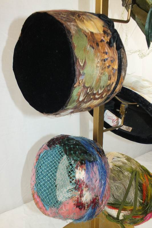 An array of vintage Ladies feathered hats
