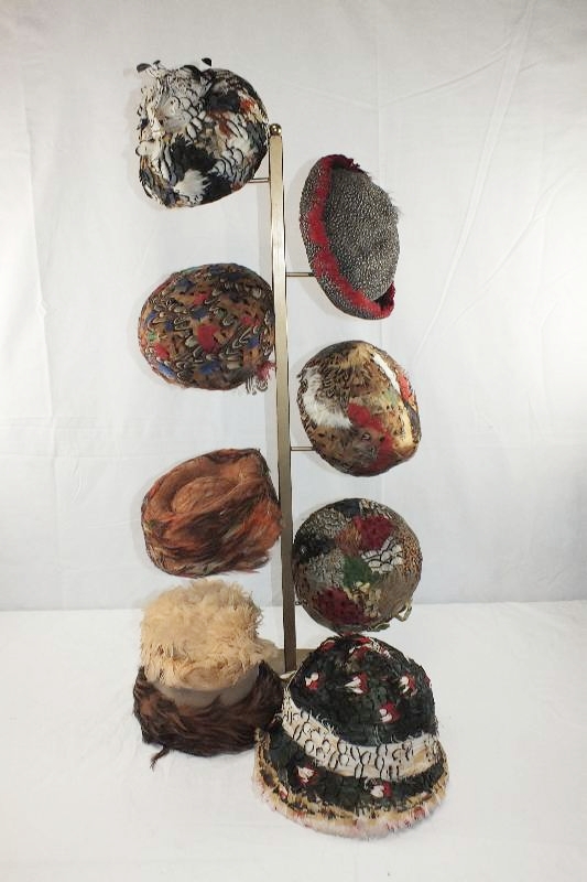 Eight Vintage Ladies feathered hats 