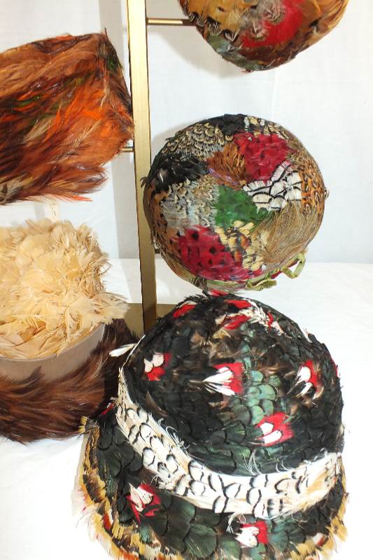 Eight Vintage Ladies feathered hats 