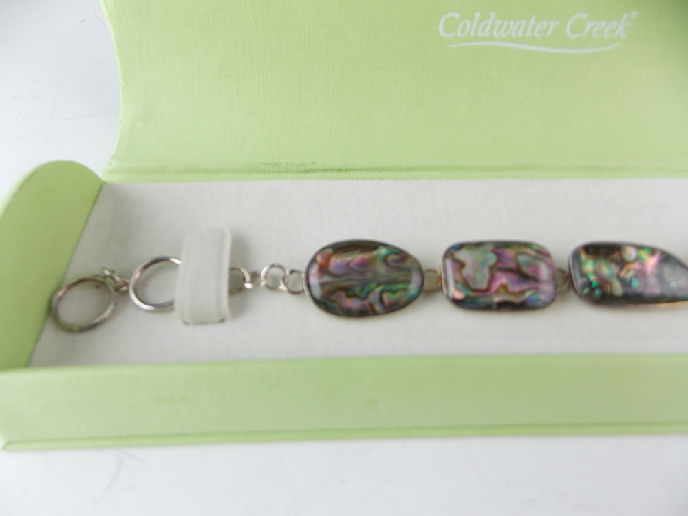 Sterling & Abalone Bracelet, Heart Pendant