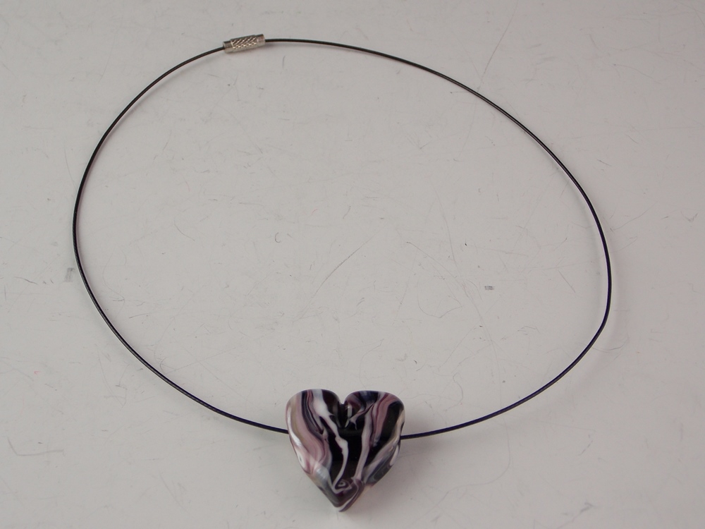 Sterling & Abalone Bracelet, Heart Pendant