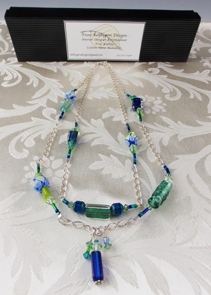 Designer Necklace in Vintage Glass