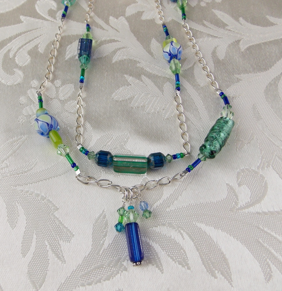Designer Necklace in Vintage Glass