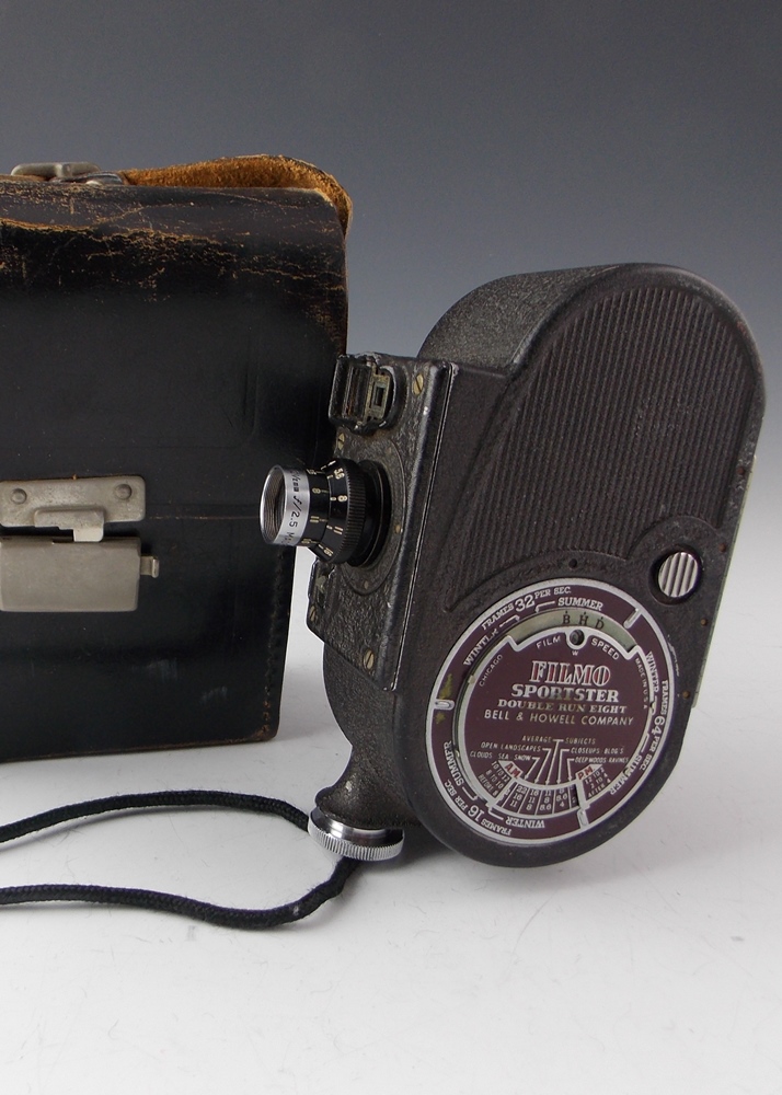 Vintage Bell and Howell Filmo Sportster Double Run Eight Movie Camera