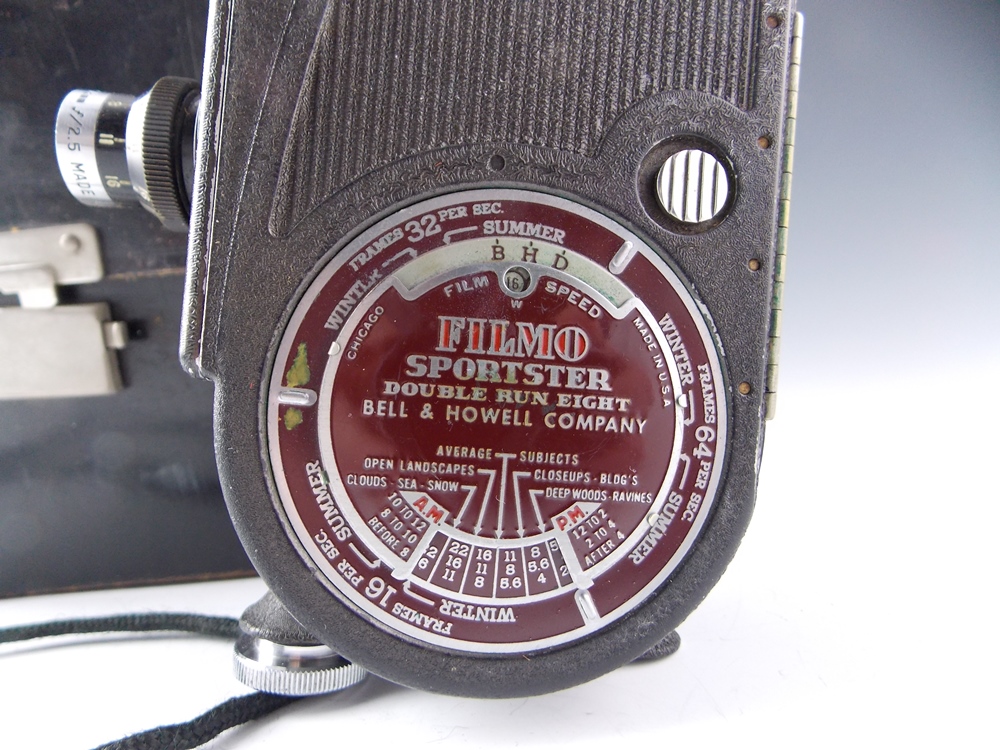 Vintage Bell and Howell Filmo Sportster Double Run Eight Movie Camera