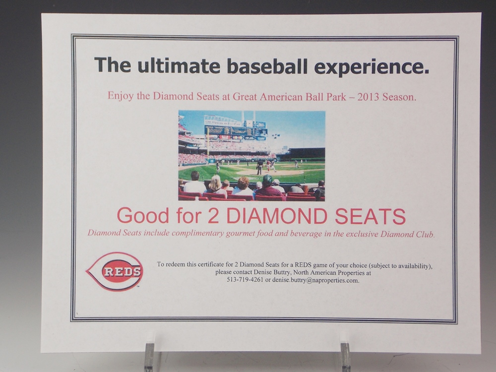 2 Cincinnati Reds Diamond Seats & Diamond Club Access!