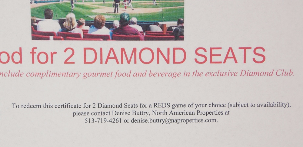 2 Cincinnati Reds Diamond Seats & Diamond Club Access!