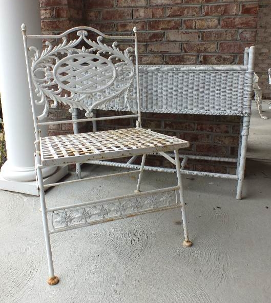 Folding vintage wrought iron chair