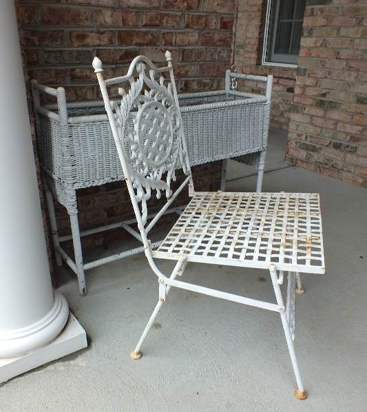 Folding vintage wrought iron chair