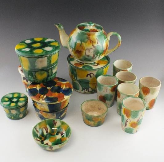 Vintage multi- color  pottery peices
