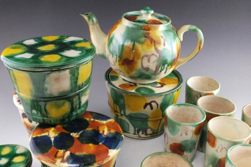 Vintage multi- color  pottery peices