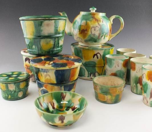 Vintage multi- color  pottery peices