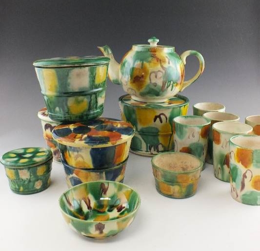 Vintage multi- color  pottery peices
