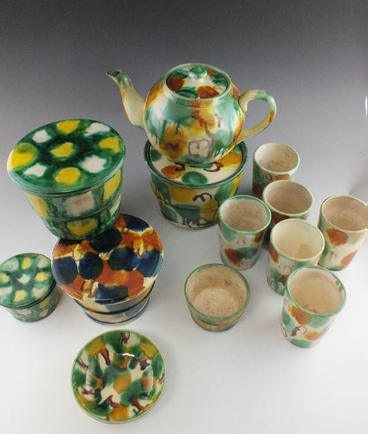 Vintage multi- color  pottery peices