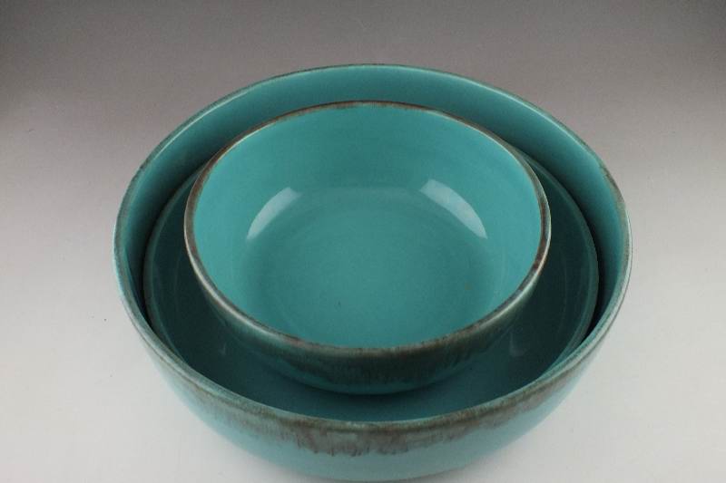Unique Turquoise glazed ceramic dish set