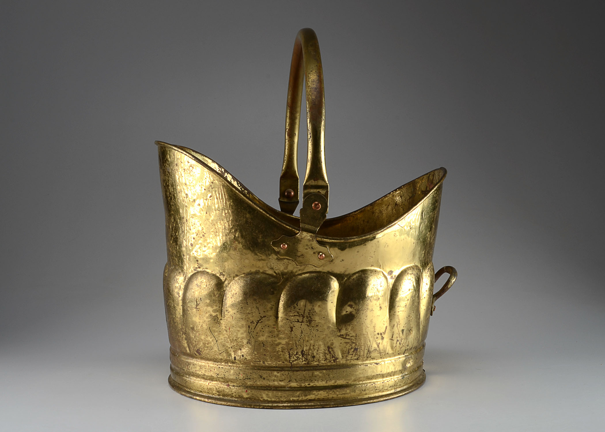 Metal Coal Bucket with Copper Hardware