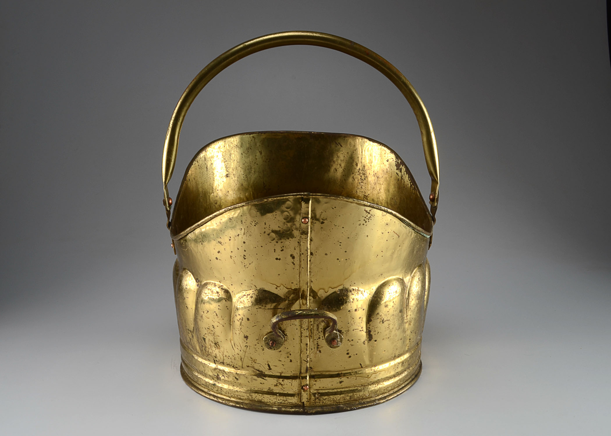 Metal Coal Bucket with Copper Hardware