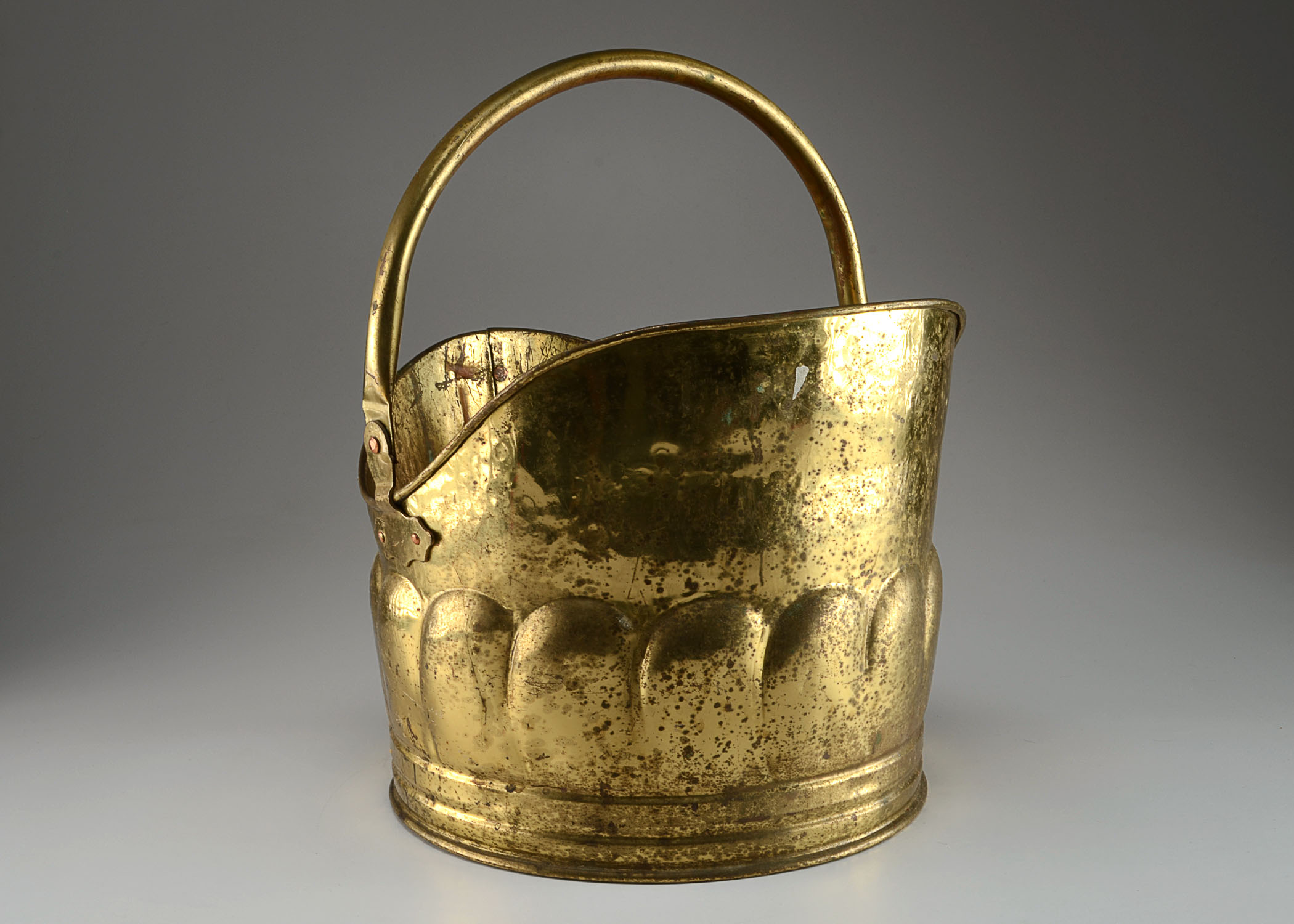 Metal Coal Bucket with Copper Hardware