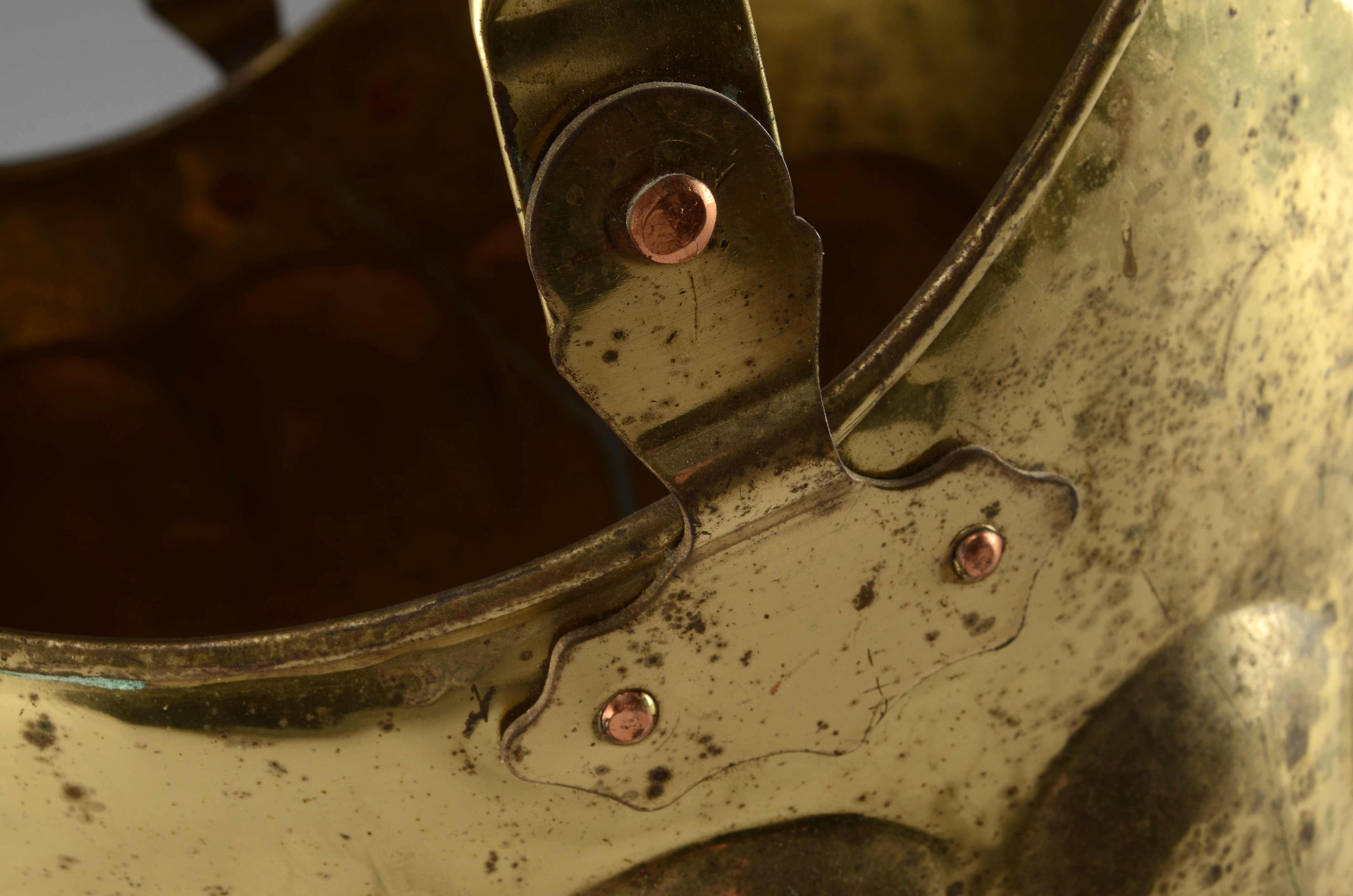 Metal Coal Bucket with Copper Hardware