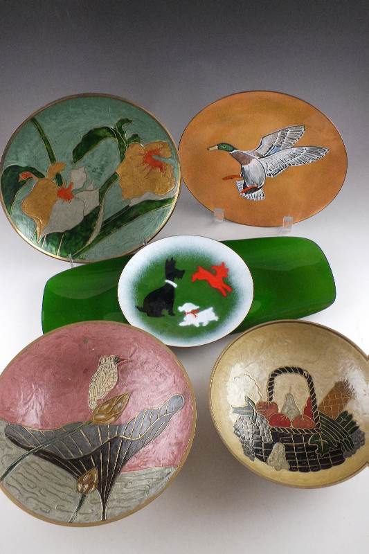 Collection of Decorative Enamel Art Pieces
