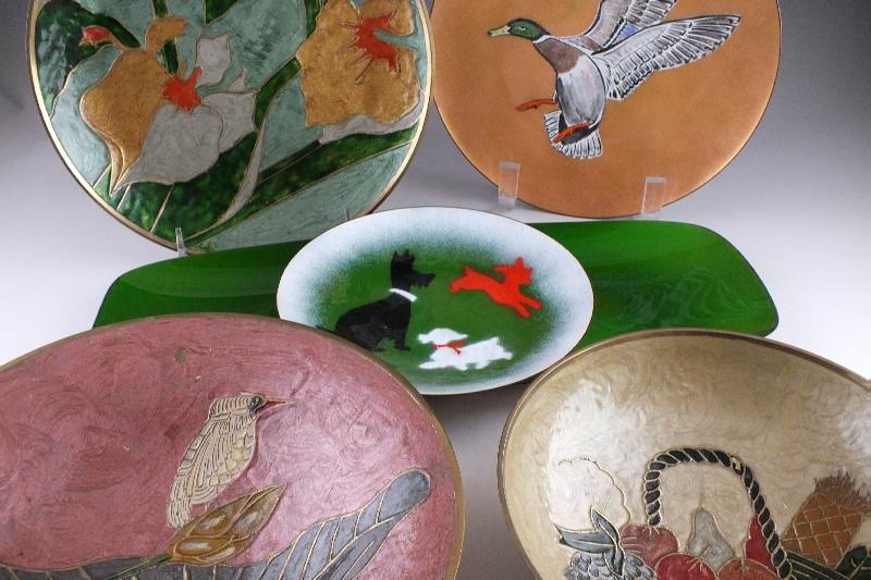 Collection of Decorative Enamel Art Pieces
