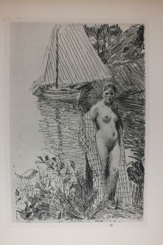 "Modern Masters of Etching" book with original etching by Anders Zorn