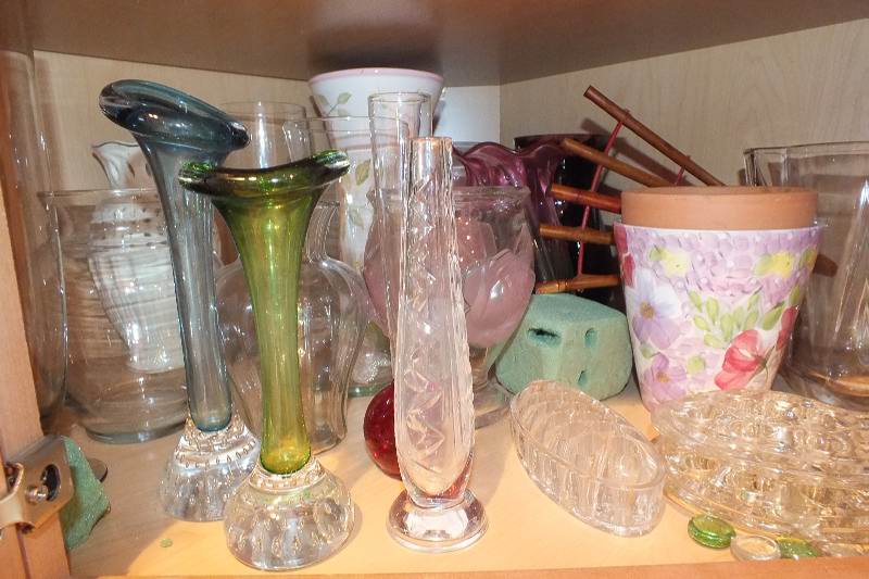 Grouping of Flower Vases, Flower Frogs and Pots