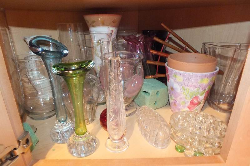 Grouping of Flower Vases, Flower Frogs and Pots