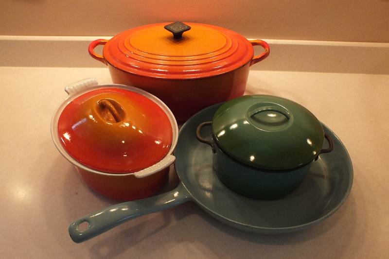 Assorted Collection of Cooking Kitchenalia including Le Creuset Enamel Cookware