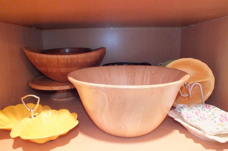 Collection of Wood Serving Dishes and Ceramic Trays