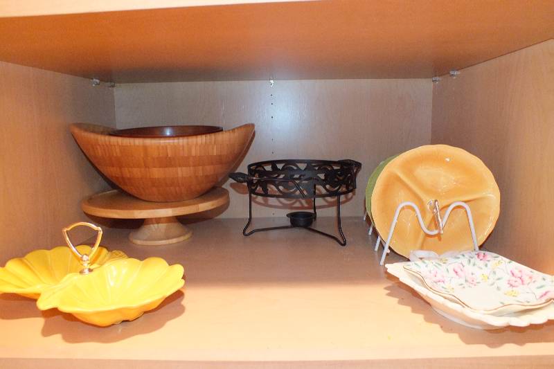 Collection of Wood Serving Dishes and Ceramic Trays