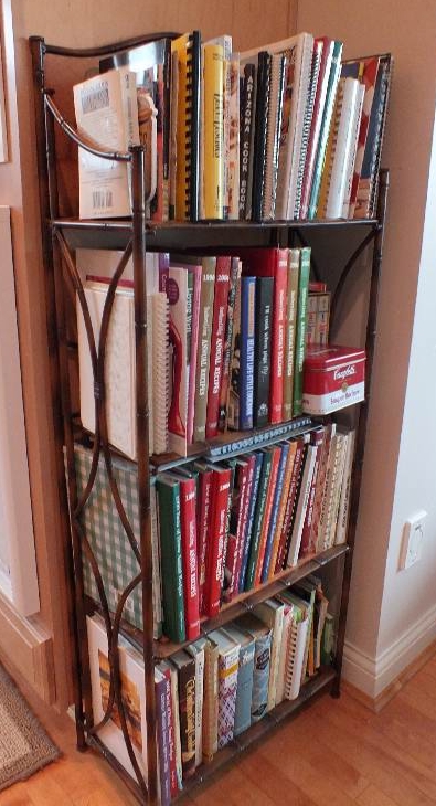 Assorted Collection of Books with Folding Metal Bookcase