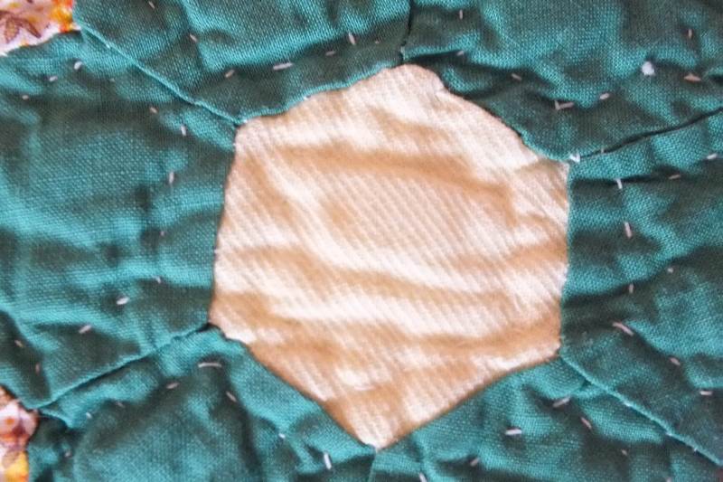 Vintage Hand Sewn Honeycomb Design Cotton Quilt