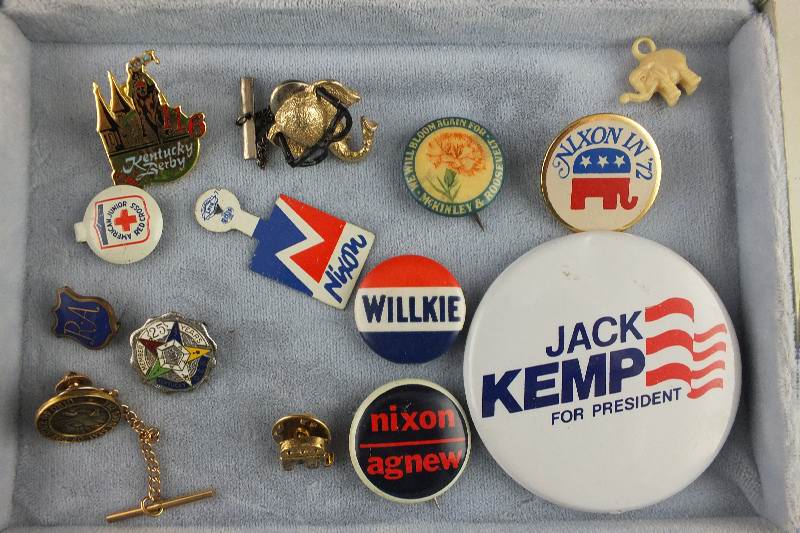 Grouping of Assorted Political Campaign Buttons and Pins