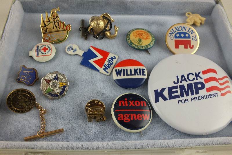 Grouping of Assorted Political Campaign Buttons and Pins