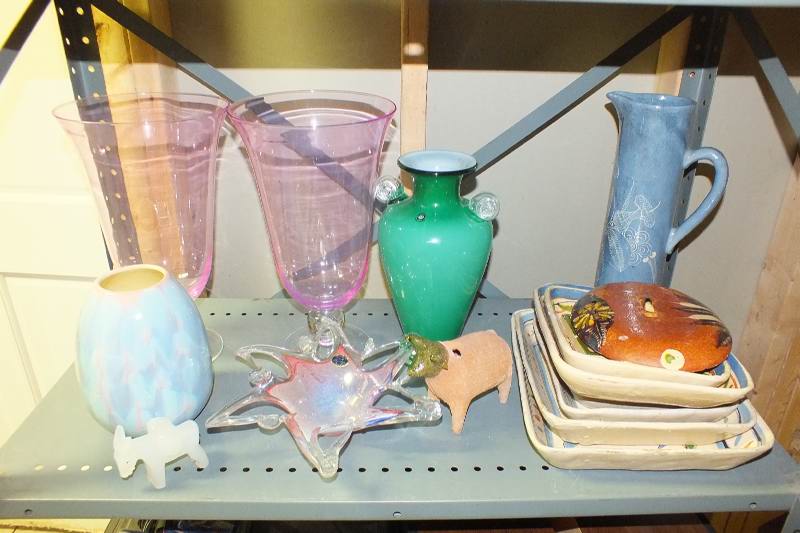 Array of Pottery and glass items