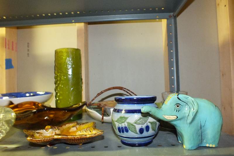 Array of Pottery and glass items