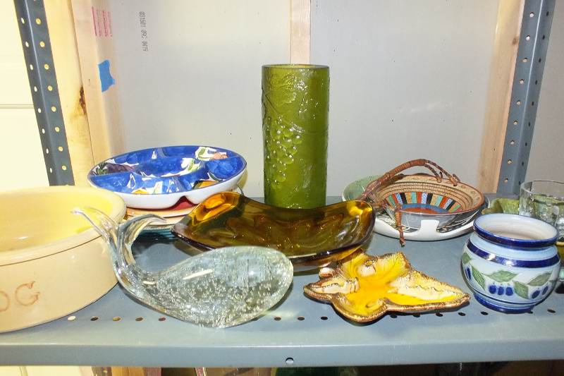 Array of Pottery and glass items
