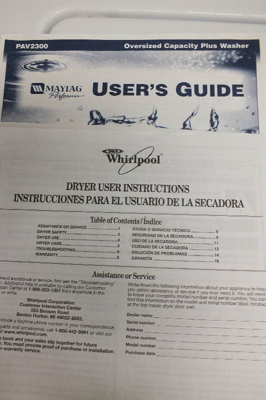 Whirlpool Electric Dryer and Maytag Washer