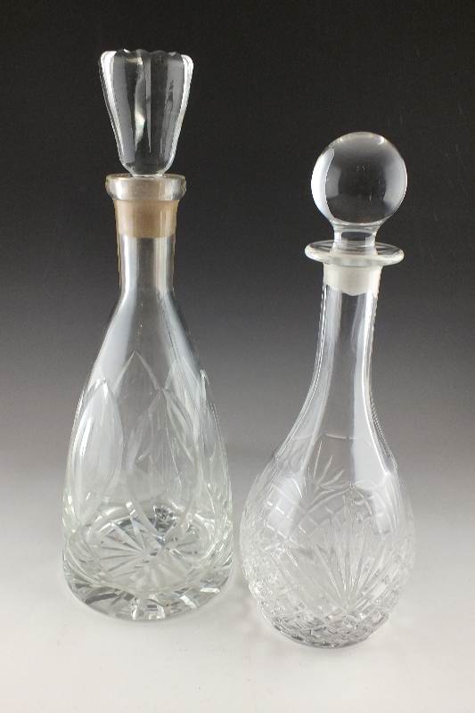 Pair of Crystal and Glass Decanters