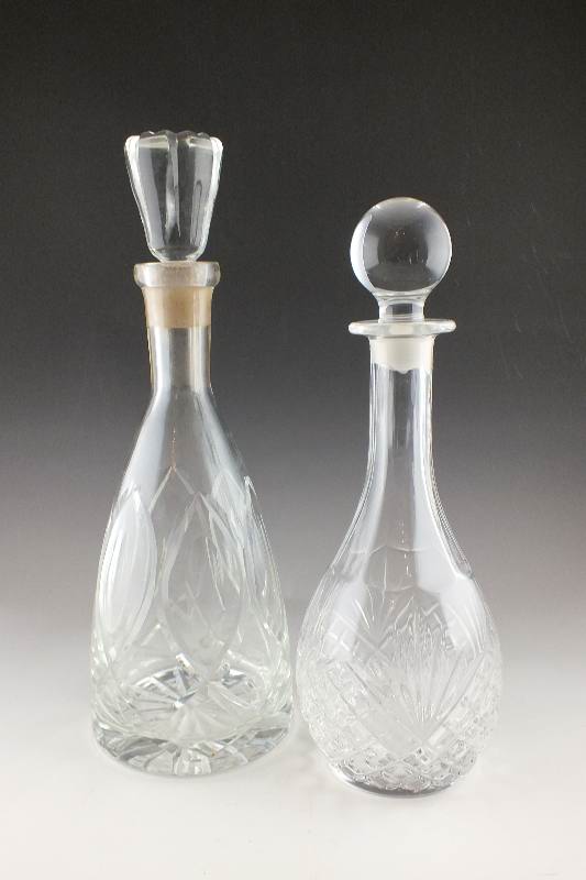 Pair of Crystal and Glass Decanters