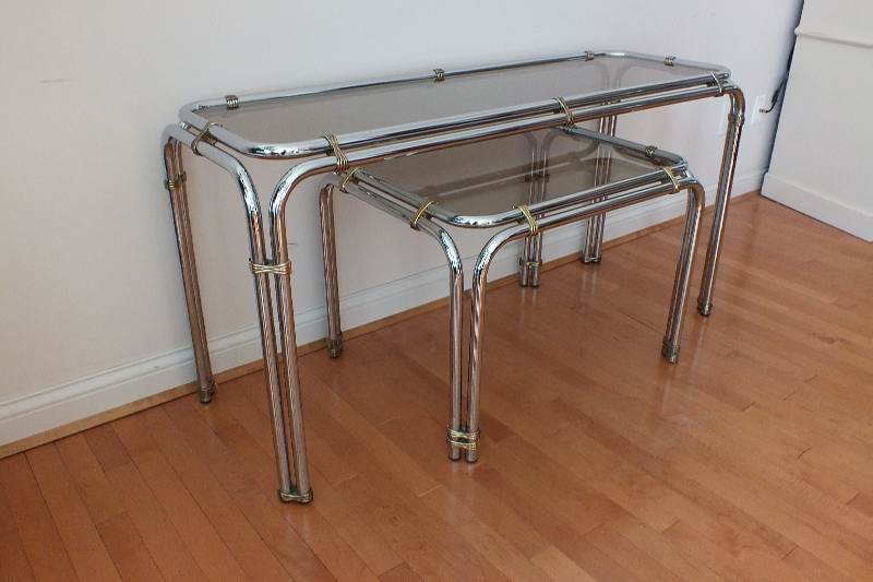 Chrome and Glass Top Tables
