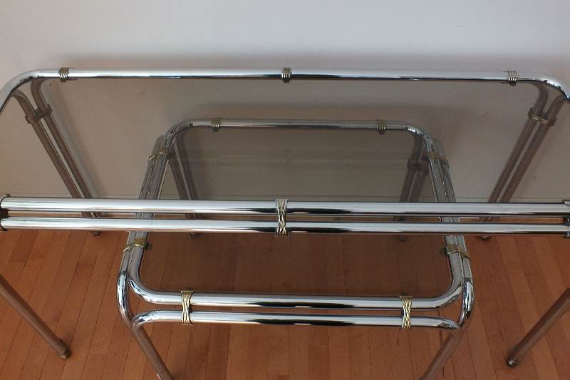 Chrome and Glass Top Tables