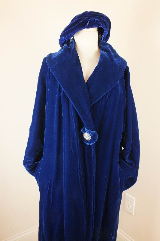 Indigo Velvet Evening Coat