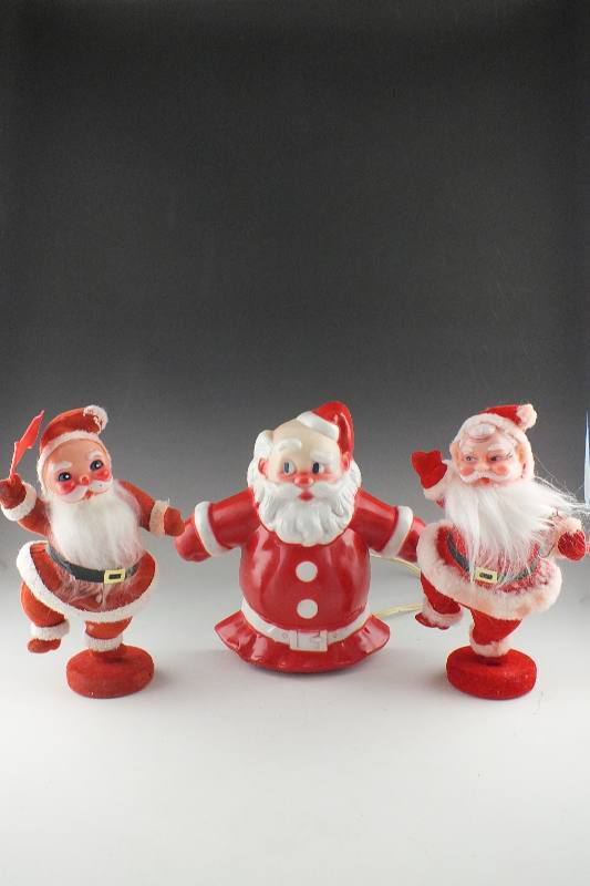 Two Vintage Santa figures & Night Light