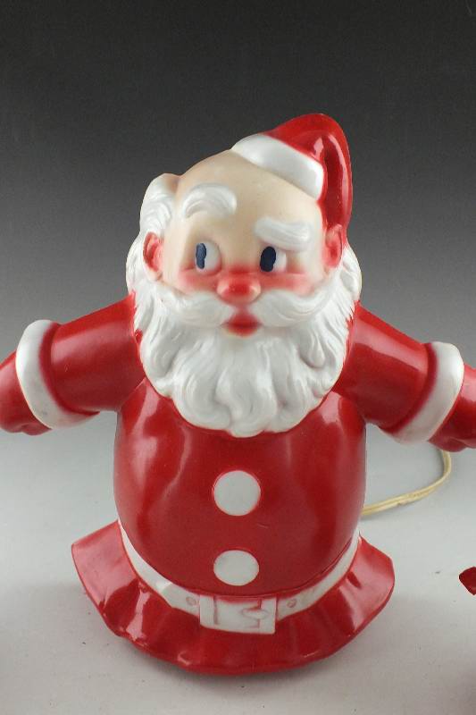 Two Vintage Santa figures & Night Light