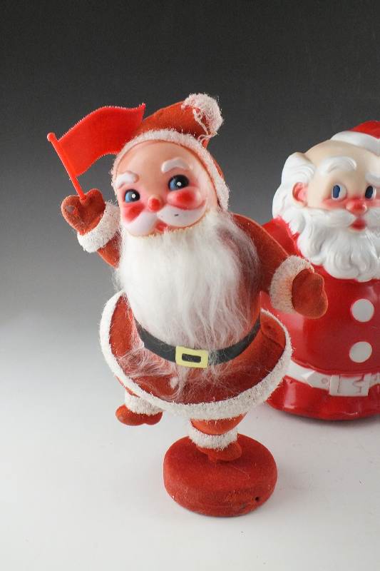Two Vintage Santa figures & Night Light